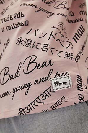 Bad Bear Erkek Pudra Yazılı Bisiklet Yaka T-Shirt