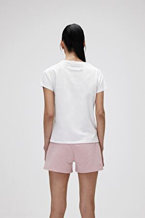 Logo Tee T-Shirt Off-White Beyaz Baskılı Kadın Tişört