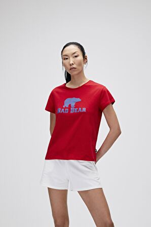 Logo Tee T-Shirt Crimson Red Kırmızı Baskılı Kadın Tişört