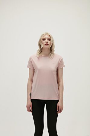 Violet O-Neck T-Shirt Pudra Pembe Basic Kadın Tişört
