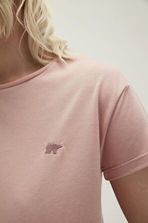 Violet O-Neck T-Shirt Pudra Pembe Basic Kadın Tişört