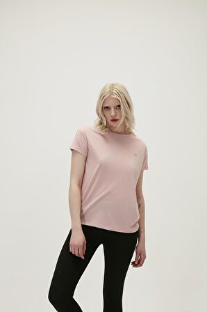 Violet O-Neck T-Shirt Pudra Pembe Basic Kadın Tişört