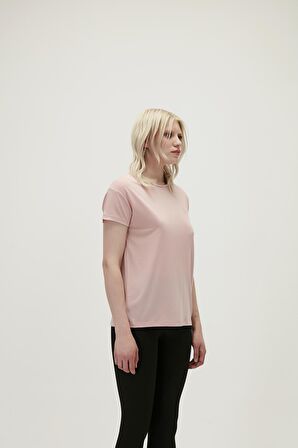 Violet O-Neck T-Shirt Pudra Pembe Basic Kadın Tişört