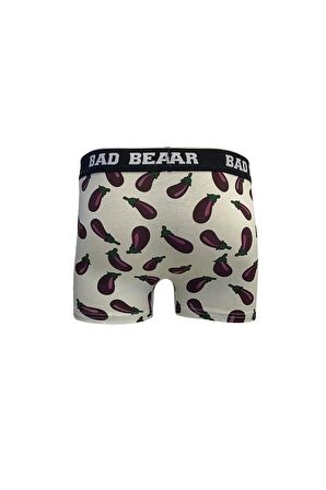 Bad Bear Eggplant Koyu Beyaz Erkek Boxer