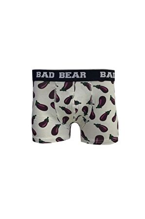 Bad Bear Eggplant Koyu Beyaz Erkek Boxer