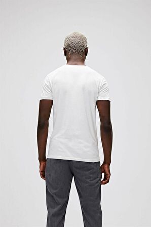 Bear Tee T-Shirt Off White Beyaz/Kırmızı Baskılı Erkek Tişört