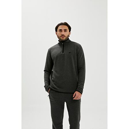 Bad Bear Erkek Koyu Gri Fermuar Yakalı Half-Zip Sw