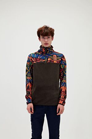 Bad Bear 21.02.21.007 Mirage Half  Dik Yaka Normal Kalıp Baskılı Turuncu Erkek Polar Sweatshirt