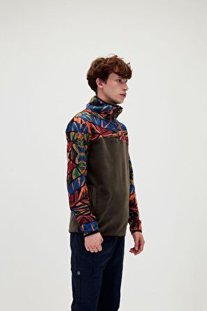 Bad Bear 21.02.21.007 Mirage Half  Dik Yaka Normal Kalıp Baskılı Turuncu Erkek Polar Sweatshirt