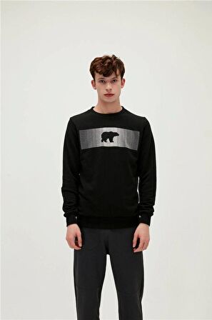 Fancy Crewneck Siyah 3D Baskılı Erkek Sweatshirt