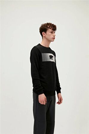 Fancy Crewneck Siyah 3D Baskılı Erkek Sweatshirt