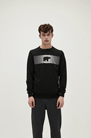 Fancy Crewneck Siyah 3D Baskılı Erkek Sweatshirt