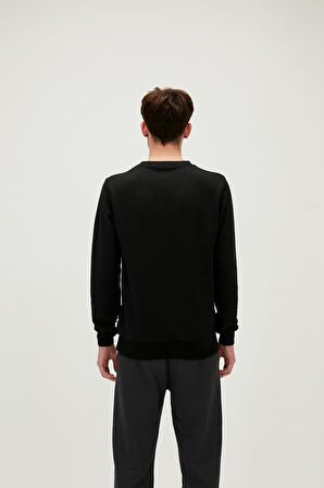 Fancy Crewneck Siyah 3D Baskılı Erkek Sweatshirt
