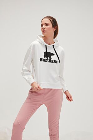 Logo Hoodie Off-White Beyaz Baskılı Kapüşonlu Kadın Sweatshirt