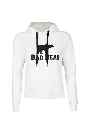 Logo Hoodie Off-White Beyaz Baskılı Kapüşonlu Kadın Sweatshirt