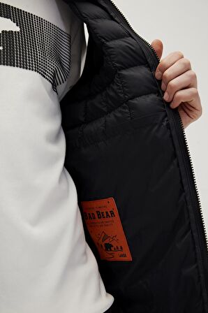 Bad Bear Erkek Siyah Ekose Detaylı Mıner Vest Yele