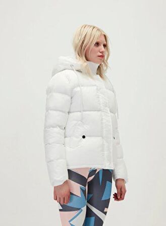 Tinkerbell Puffer Off-White Beyaz Kapüşonlu Kadın Mont