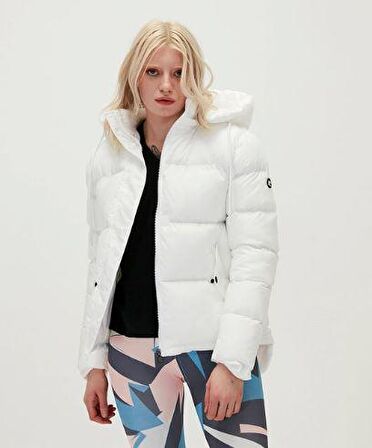 Tinkerbell Puffer Off-White Beyaz Kapüşonlu Kadın Mont
