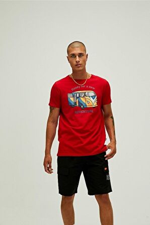 Bad Bear Erkek Parlak Kırmızı Tişört Adventure t-shirt