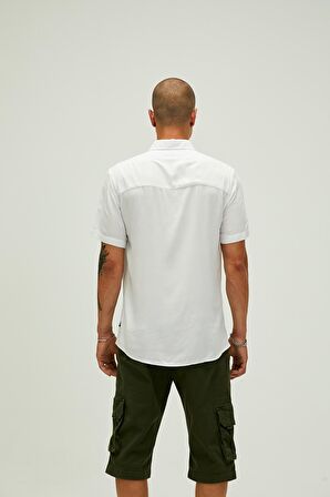 Frank Shirt Off-White Beyaz Kısa Kollu Erkek Gömlek