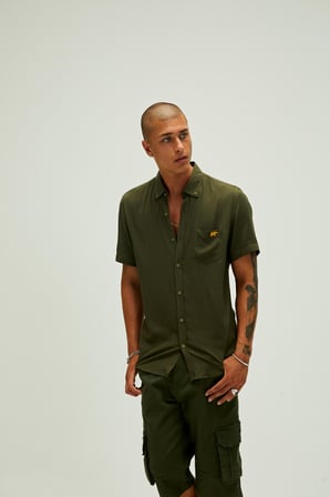 Frank Shirt Haki Yeşil Kısa Kollu Erkek Gömlek