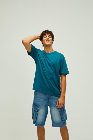 Liber Oversize T-Shirt Koyu Gri Basic Erkek Tişört 