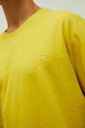 Liber Oversize T-Shirt Cider Sarı Basic Erkek Tişört 