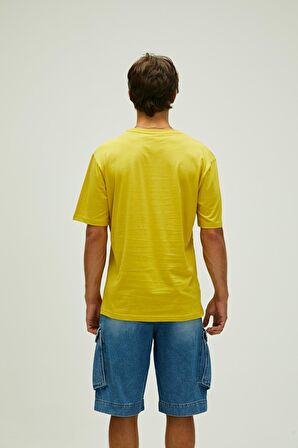 Liber Oversize T-Shirt Cider Sarı Basic Erkek Tişört 