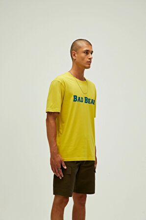 Title Oversize T-Shirt Cider Sarı Baskılı Erkek Tişört