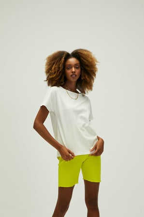 Nidra T-Shirt Off-White Beyaz Basic Kadın Tişört
