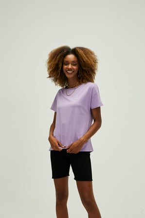 Nidra T-Shirt Lavanta Mor Basic Kadın Tişört