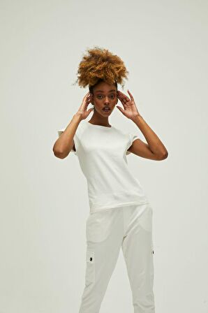 Mudra T-Shirt Off-White Beyaz Basic Kadın Tişört