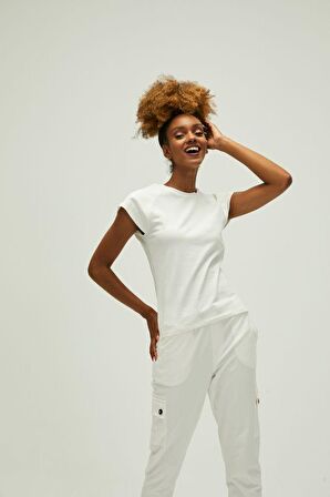 Mudra T-Shirt Off-White Beyaz Basic Kadın Tişört