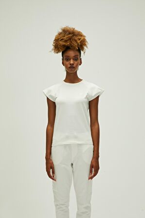 Mudra T-Shirt Off-White Beyaz Basic Kadın Tişört