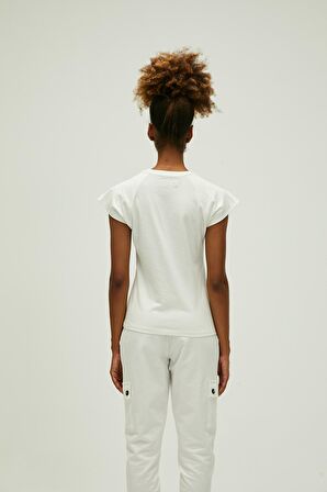 Mudra T-Shirt Off-White Beyaz Basic Kadın Tişört