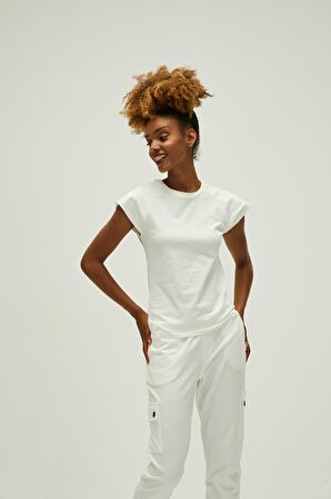 Mudra T-Shirt Off-White Beyaz Basic Kadın Tişört