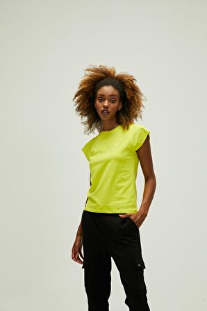 Mudra T-Shirt Sülfür Yeşil Basic Kadın Tişört