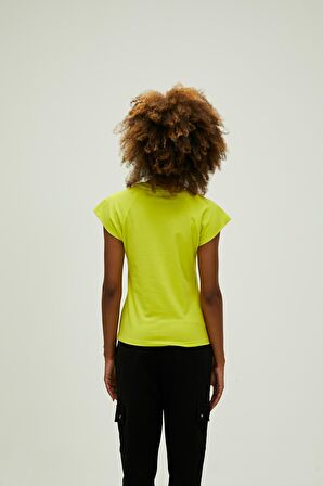 Mudra T-Shirt Sülfür Yeşil Basic Kadın Tişört