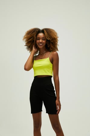 Vinyasa Crop-Top Sülfür Yeşil Kadın Atlet