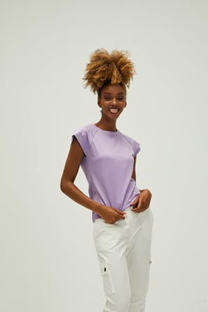 Mudra T-Shirt Lavanta Mor Basic Kadın Tişört