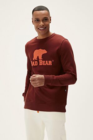 Bad Bear Bisiklet Yaka Kahve Erkek Sweatshırt 22.02.12.007 LOGO CREWNECK