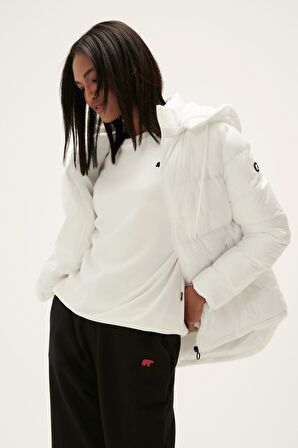 Assassin Puffer Off-White Beyaz Kapüşonlu Kadın Mont