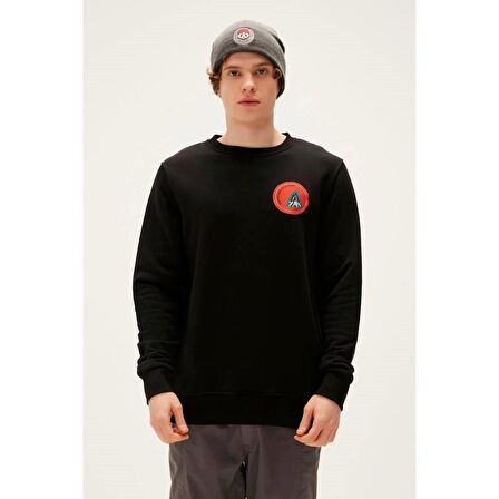 Bad Bear Bisiklet Yaka Siyah Erkek Sweatshırt 22.02.12.008 BONFIRE CREWNECK