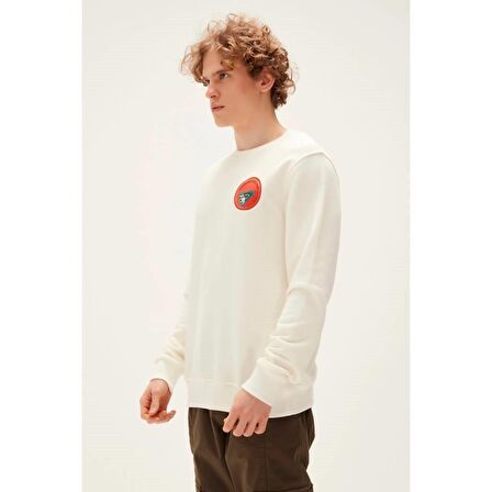 Bad Bear Bisiklet Yaka Beyaz Erkek Sweatshırt 22.02.12.008 BONFIRE CREWNECK