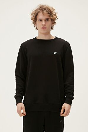 Bad Bear Bisiklet Yaka Siyah Erkek Sweatshırt 22.02.12.028 GEOFOX CREWNECK