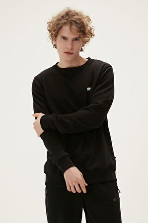 Bad Bear Bisiklet Yaka Siyah Erkek Sweatshırt 22.02.12.028 GEOFOX CREWNECK