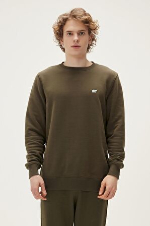 Geofox Crewneck Haki Yeşil Baskılı Erkek Sweatshirt