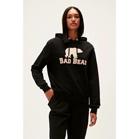 Bad Bear Frost Kapüşonlu Kadın Siyah Sweatshirt