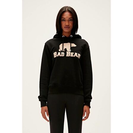Bad Bear Frost Kapüşonlu Kadın Siyah Sweatshirt