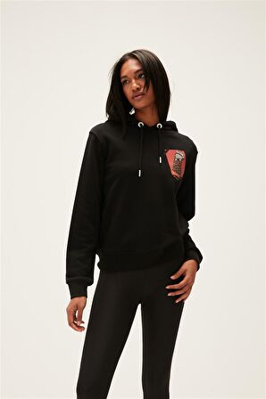 Bad Bear Here Kapüşonlu Kadın Siyah Sweatshirt